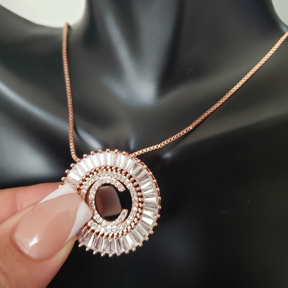 Rose gold initial  (C) nacklace